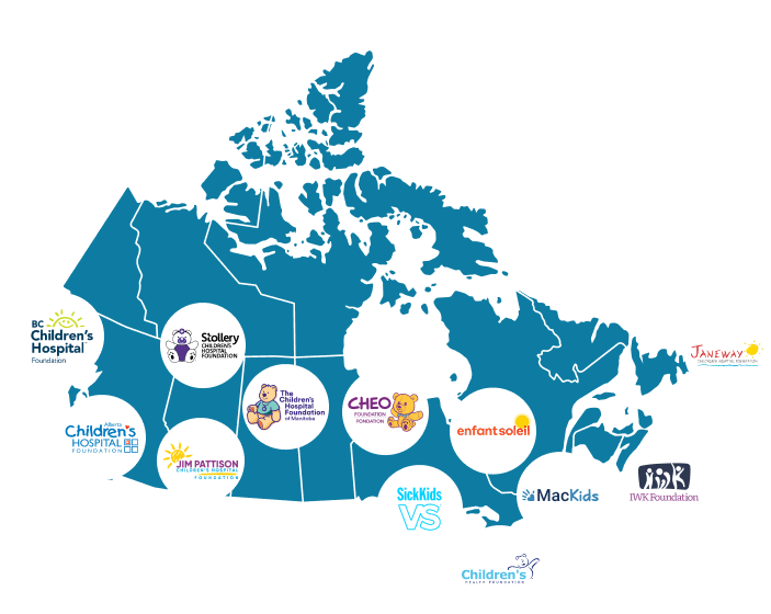 CMN Foundation Map | Children's Miracle Network Children's Hospitals across Canada